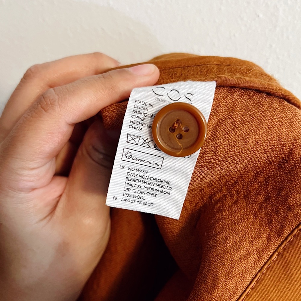 COS Rust Orange Wool Mini Skirt with Patch Pocket - Picture 5 of 8